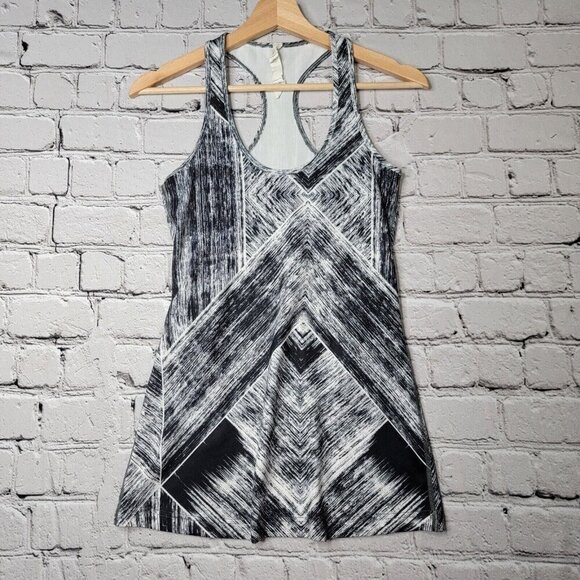 Lululemon Cool Racerback Tank TopBlack White Motif Size 6 - Picture 1 of 10
